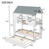 Ball & Cast Twin Size House Bunk Bed with Trundle,Playhouse Design with Roof & Windows,Solid Wood Triple Sleeper with Safety Rails & Ladder,Space-Saving Bedroom Furniture,White+Grey view 2