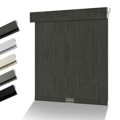 HOTSOON No Drill No Tools Blackout Roller Shades for Windows, Cordless Roller Blinds with Linen Fabric-Matched, Easy to Install Custom Shades for Home Office Door, Dark Grey, 50" W x 78" H