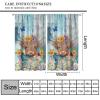 AAVEUP Bull Highland Cow Blackout Curtains for Kitchen Vintage Rustic Farmhouse Country Vintage Teal Wood Funny Flower Window Treatments Print for Bedroom Living Room 52x84in view 3