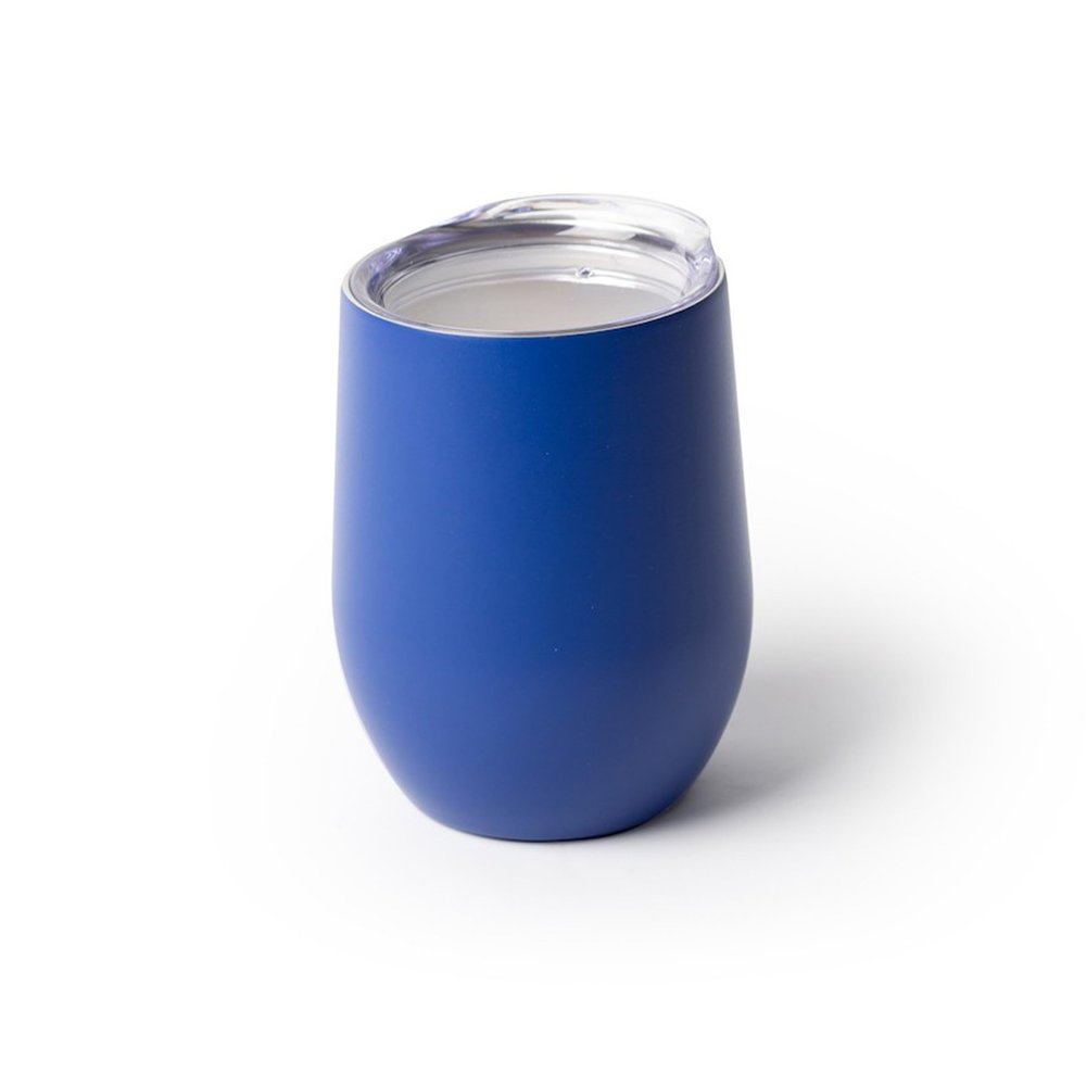 JPPlus 12oz Laser Engravable Stemless Wine Glass Blanks for Engraving, UV-LED Vinyl, or Toner Heat Transfer. Personalize for Parties, Gifts, or Branding. Includes Clear Lid (1, Blue)