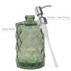 12Oz Green Glass Soap Dispenser with Stainless Steel Pump, Refillable Kitchen Liquid Hand Soap Dispenser with Diamond Design, for Dispense Hand soap, Dish Soap, Lotion, Bathroom, Countertop, Hotel view 2