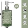 12Oz Green Glass Soap Dispenser with Stainless Steel Pump, Refillable Kitchen Liquid Hand Soap Dispenser with Diamond Design, for Dispense Hand soap, Dish Soap, Lotion, Bathroom, Countertop, Hotel view 3