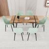 59" Natural Wood Dining Table and Modern Dining Chair 8 Pcs Set, Medieval Kitchen Dining Table Set, Rectangular Metal Base, Dining Table and Velvet Chair (Green Buy 6 Chairs and get 2 Free) view 2