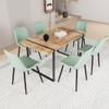 59" Natural Wood Dining Table and Modern Dining Chair 8 Pcs Set, Medieval Kitchen Dining Table Set, Rectangular Metal Base, Dining Table and Velvet Chair (Green Buy 6 Chairs and get 2 Free) view 3