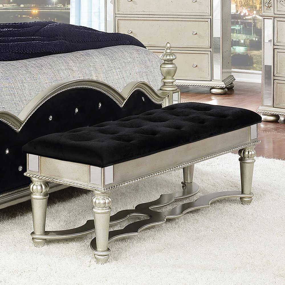 Metallic Upholestered Bench