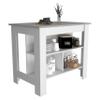Rockaway 3 Shelf Kitchen Island White and Ibiza Marble view 2