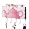 JTKBNVM Teapot Key Holder Rack Wall Mount Hanging Mail Organizer Adhesive Keys Rack with 5 Hooks No Drill Home Keys Hanger Decorative Key Hooks for Wall Entryway Hallway Living Room Mudroom view 1