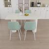 63" New Cream Style Dining Table and Modern Dining Chair 4 Pcs Set, Modern Fashion Kitchen Table Set, Round Wave Table Legs, Dining Table and Linen Chair view 1