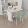 63" New Cream Style Dining Table and Modern Dining Chair 4 Pcs Set, Modern Fashion Kitchen Table Set, Round Wave Table Legs, Dining Table and Linen Chair view 2