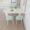 63" New Cream Style Dining Table and Modern Dining Chair 4 Pcs Set, Modern Fashion Kitchen Table Set, Round Wave Table Legs, Dining Table and Linen Chair view 3