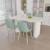 63" New Cream Style Dining Table and Modern Dining Chair 4 Pcs Set, Modern Fashion Kitchen Table Set, Round Wave Table Legs, Dining Table and Linen Chair view 4