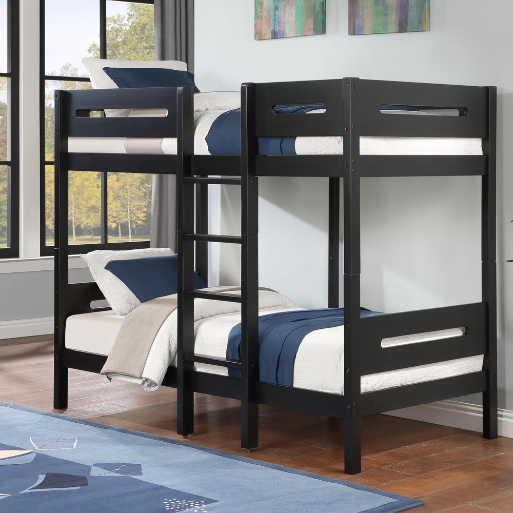Black Twin,Twin Bunk Bed with Ladder