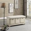 1pc Durable Storage Bench White Finish Foam Cushioned Seat Beige Upholstery Flip-Top Seat Solid Wood Home Furniture view 1