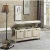 1pc Durable Storage Bench White Finish Foam Cushioned Seat Beige Upholstery Flip-Top Seat Solid Wood Home Furniture view 3