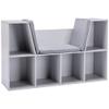 6 Cubby Bookcase with Reading Nook and Cushion, Multi Purpose Storage Organizer for Bedroom, Living Room, Grey view 1