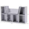6 Cubby Bookcase with Reading Nook and Cushion, Multi Purpose Storage Organizer for Bedroom, Living Room, Grey view 3