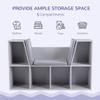 6 Cubby Bookcase with Reading Nook and Cushion, Multi Purpose Storage Organizer for Bedroom, Living Room, Grey view 4