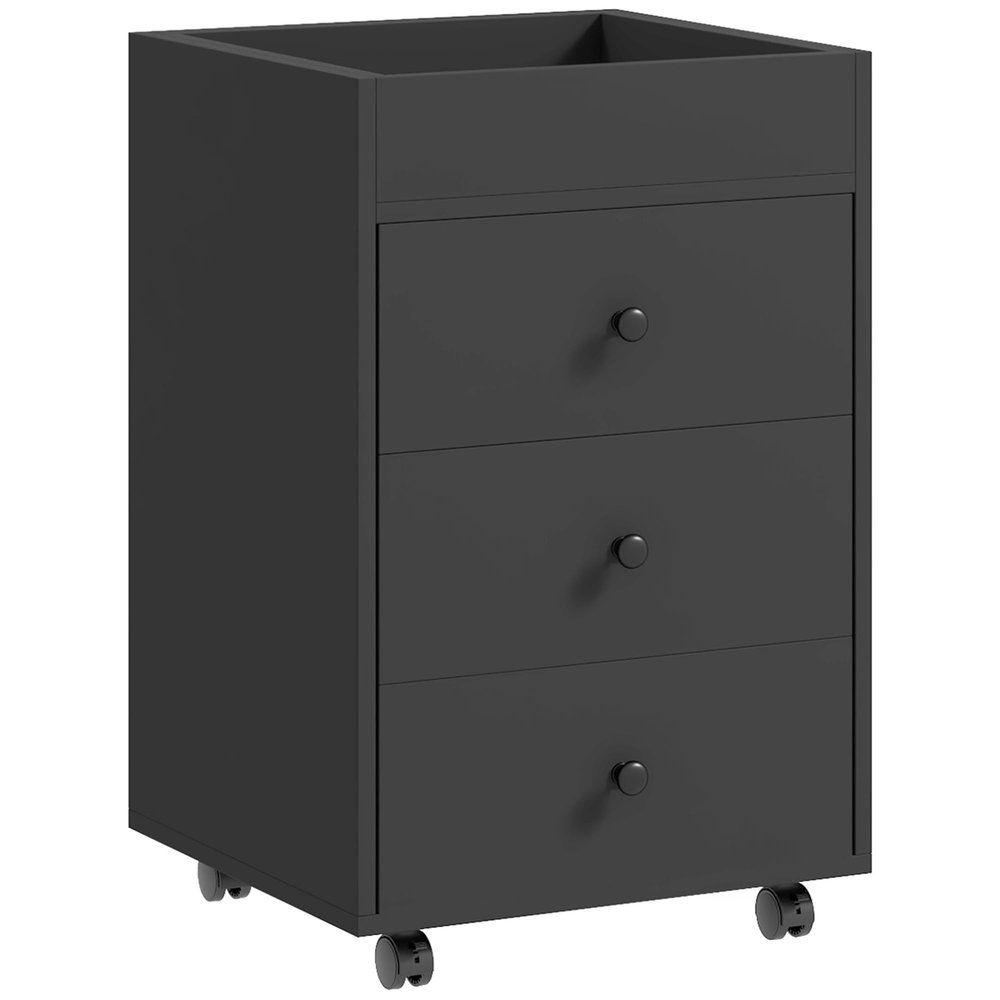 3 Drawer Home Office Storage Cabinet, Office Drawer on Wheels with Removable Tray, Under Desk Printer Stand with Storage, Black