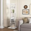 5 Tier Rotating Bookshelf, Floor Rack Simple Bookcase with Acrylic Plate Student Multi Function Creative Bookshelf for Living Room with Anti toppling Base view 1
