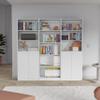 3 Pcs Home Bookcase Set, 74" Wide with 11 Shelves and Two Double Door Cabinet, Living Room Set White view 1