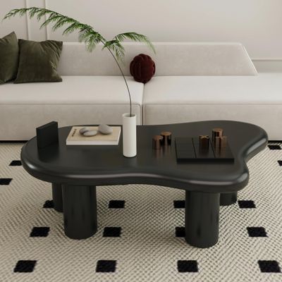 47 Inch Black Cloud Shaped Coffee Table for Living Room