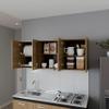 Natural Oak Wall Cabinet Kitchen in Melamine with 4 Door and Glass Storage view 2