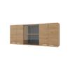 Natural Oak Wall Cabinet Kitchen in Melamine with 4 Door and Glass Storage view 3