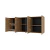 Natural Oak Wall Cabinet Kitchen in Melamine with 4 Door and Glass Storage view 4
