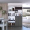 2 Pcs Home Bookcase Set, 49" Wide with 9 Shelves, Living Room Matt Gray, White view 1