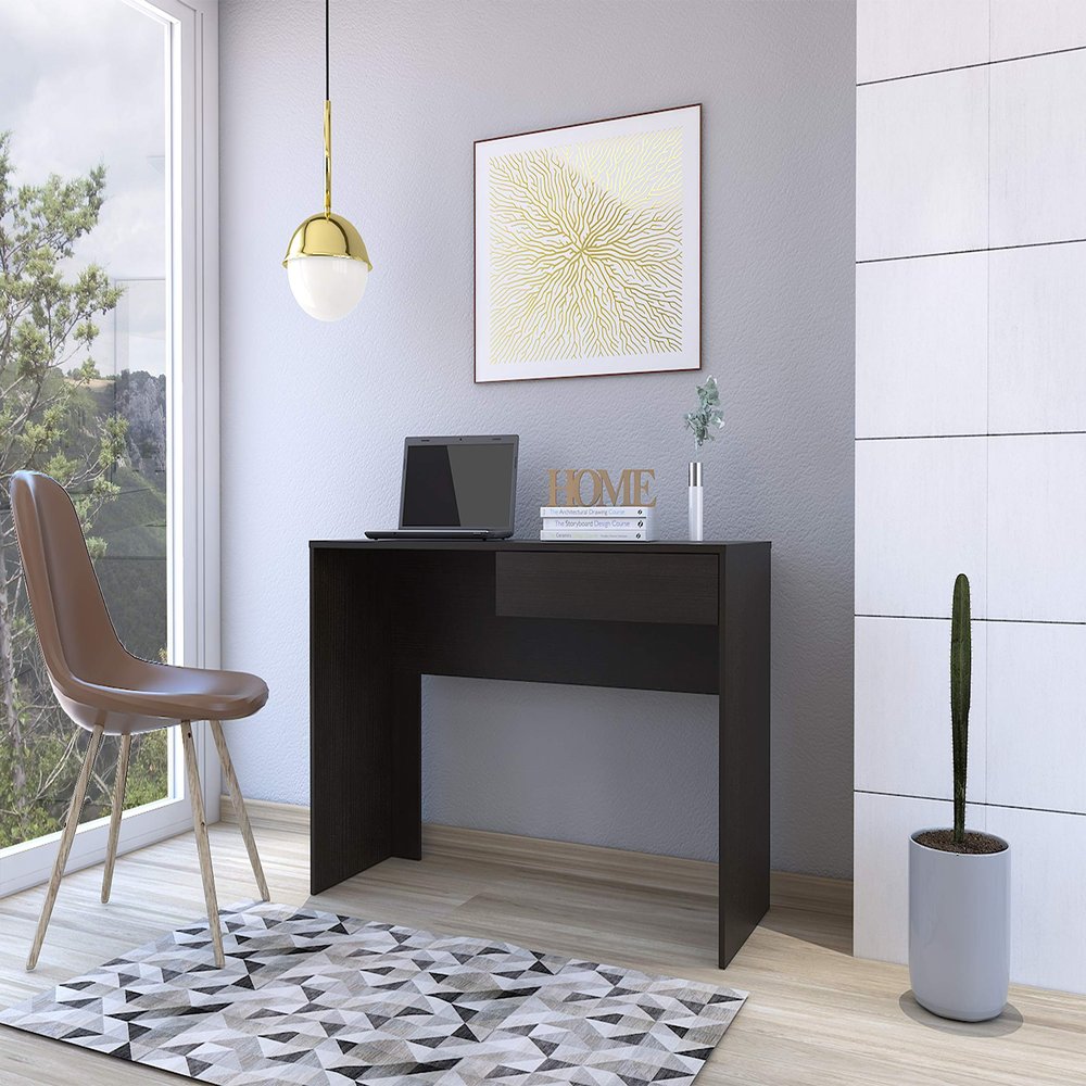 Acre Writing Computer Desk, One Drawer Black