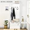 Hall Tree with Coat Rack, Storage and Sitting Bench, White view 4
