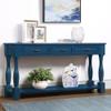 63inch Long Wood Console Table with 3 Drawers and 1 Bottom Shelf for Entryway Hallway Easy Assembly Extra Thick Sofa Table(Blue) view 3
