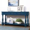 63inch Long Wood Console Table with 3 Drawers and 1 Bottom Shelf for Entryway Hallway Easy Assembly Extra Thick Sofa Table(Blue) view 4