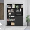 2 Pcs Home Bookcase Set, 49" Wide with 8 Shelves and Double Door Cabinet, Living Room Set Black view 1