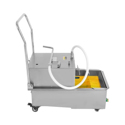 Mobile Fryer Filter Machine, 550W 55 L /14.5 Gal Commercial Oil Filter Truck, Oil Pump Flow 32L/min, Stainless Steel Cooking Oil Filtration System for Restaurant Supermarket