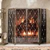 Fireplace Screen Guard, Extendable Safety Fire Guard Baby Safety Fireplace Mesh Screen Heavy Duty 3 Panel with Door, for Indoor & Outdoor Use, 132cm X view 2