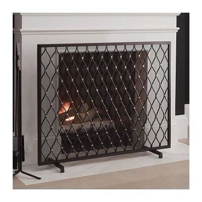 Fireplace Screen Guard, Fire Guard 38.5x30.7in Single Panel Handcrafted Wrought Iron Mesh Fireplace Screen, FireGuard for Living Room, Bedroom Dcor,