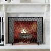 Fireplace Screen Guard, Fire Guard 38.5x30.7in Single Panel Handcrafted Wrought Iron Mesh Fireplace Screen, FireGuard for Living Room, Bedroom Dcor, view 2