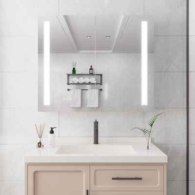 36 x 30 inch Medicine Cabinet with LED Vanity Mirror, Anti Fog, Dimmable, Recessed or Mount, Aluminum 3000K~6000K Lighted Double Door Bathroom Cabinet with Touch Switch