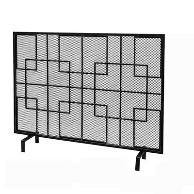 AERWYTRFS Metal Fireplace Screen European Style Wrought Iron Fireplace Screen Simple Fire Screen Home Grid Fireplace Cover Screen Fireplace Door Screen Family Fence Spark Guard Grate(Black)