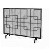 AERWYTRFS Metal Fireplace Screen European Style Wrought Iron Fireplace Screen Simple Fire Screen Home Grid Fireplace Cover Screen Fireplace Door Screen Family Fence Spark Guard Grate(Black) view 1