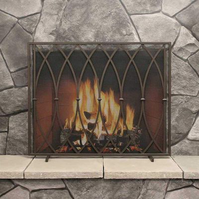 Fireplace Screen Guard, Fireplace Guard Large Flat Fireplace Screen 31.9inch Tall, Durable & Free Standing Fire Place Mesh Gate Kid Pets SafetyGuard S
