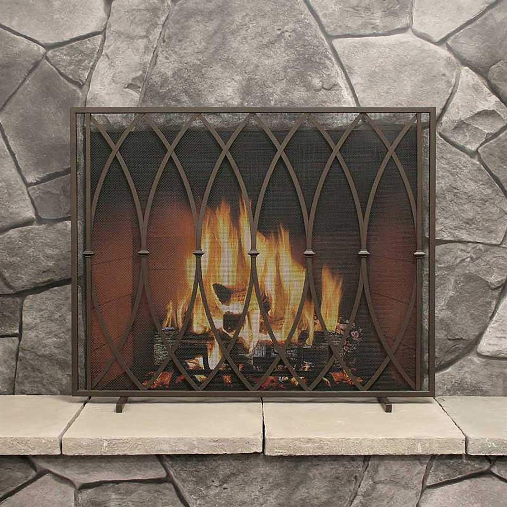 Fireplace Screen Guard, Fireplace Guard Large Flat Fireplace Screen 31.9inch Tall, Durable & Free Standing Fire Place Mesh Gate Kid Pets SafetyGuard S
