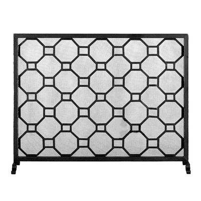 AERWYTRFS Metal Fireplace Screen Simple Wrought Iron Fireplace Screen Partition Panel Home Guardrail Net Fireplace Gate Fence Indoor Spark Screen Fire Place Asseccories Spark Guard Grate(Black)