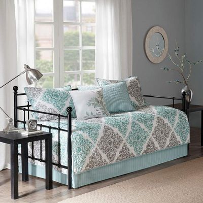 6 Pcs Reversible Daybed Cover Set Aqua Daybed