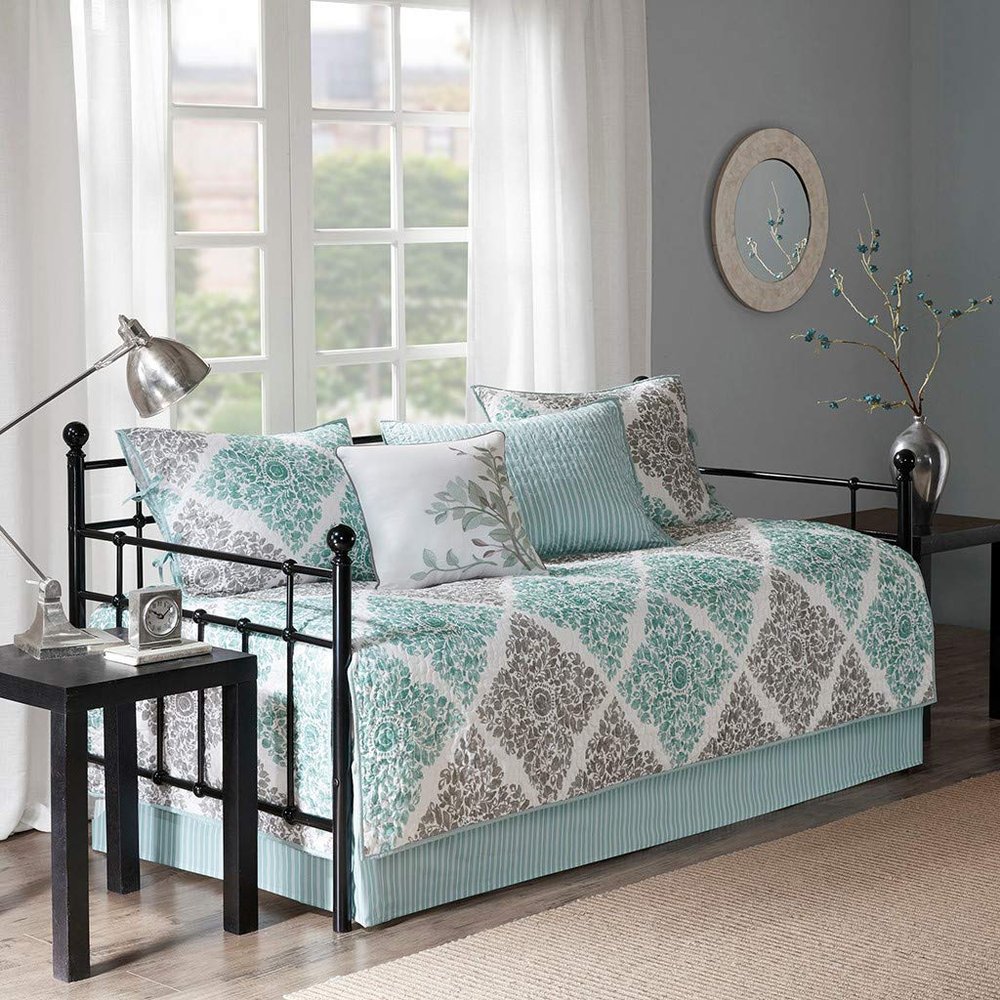 6 Pcs Reversible Daybed Cover Set Aqua Daybed