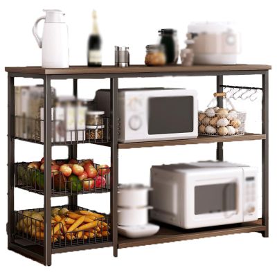 Zxarunas us Kitchen Rack Multi-Function Floor Sideboard Multi-Layer Microwave Pot Storage Rack Wall Cabinet Home Cabinet Organizer