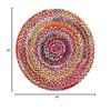Aizza Trends Indian Handmade Braided Multi Cotton Rectangular Area Rug, Multi Cotton Rug, Bedroom Size- 2 x 2 Feet Round (60 cm x 60 cm) view 2