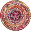 Aizza Trends Indian Handmade Braided Multi Cotton Rectangular Area Rug, Multi Cotton Rug, Bedroom Size- 2 x 2 Feet Round (60 cm x 60 cm) view 3
