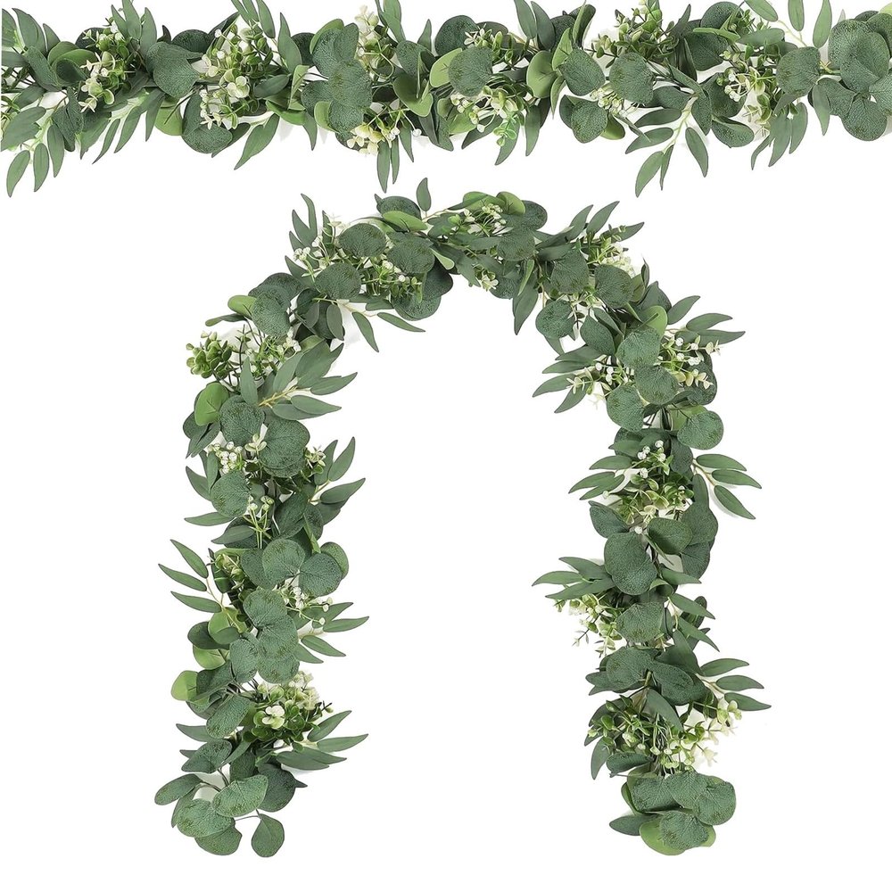 2 Faux Eucalyptus Garlands, 71 in Artificial Greenery Vines for Wedding and Home Dcor